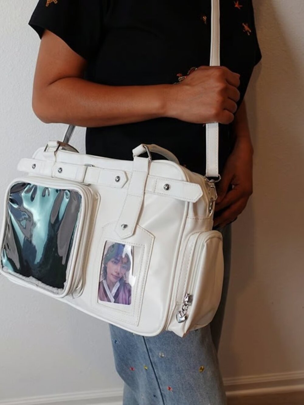 Ivory Ita Bag Crossbody Y2K Kawaii Anime Pin Display Photocard Shoulder ItaBag